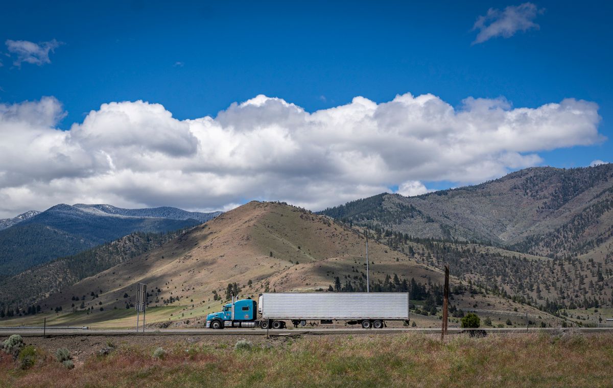Freight truck travelling on a regional highway
